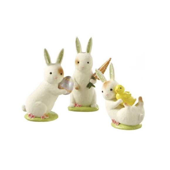 Midwest CBK Large Flocked Resin Bunny Easter Decorations Figurines - Picture 1 of 3